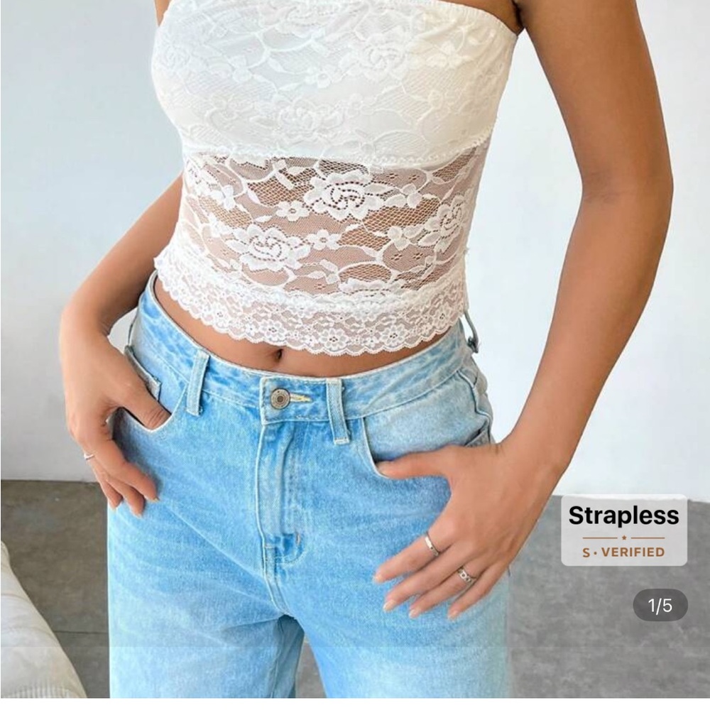 SHEIN Cream Bustier Crop Top